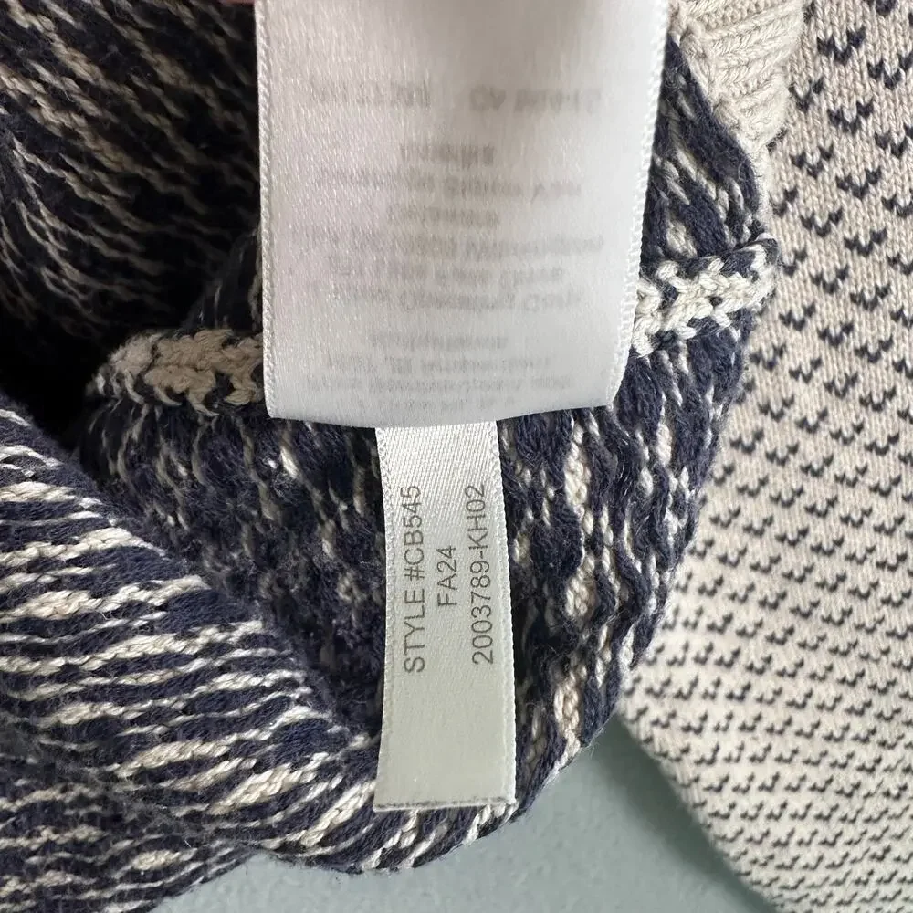 J. Crew Men's Large Heritage 100% Cotton Bird's-Eye Stitch Off White & Blue
